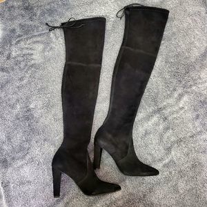Stuart Weitzman Black Suede Over-The-Knee Boots Size 35/US5 With Dust Bag
